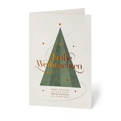 Geschäftliche Weihnachtskarte Pyramiden-Tannenbaum Kupferfolienprägung