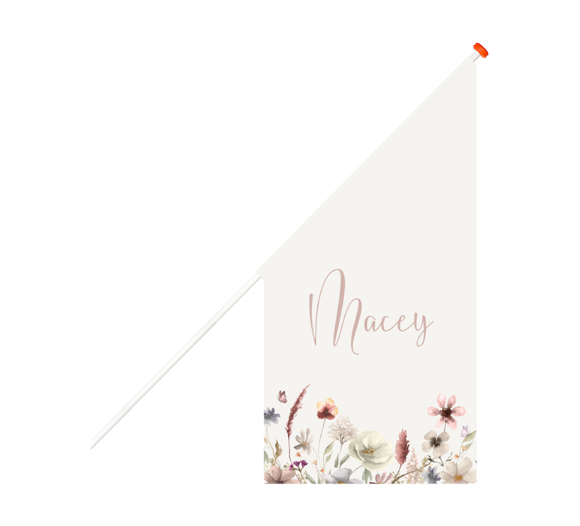 Geboortevlag romantisch met watercolour veldbloemen