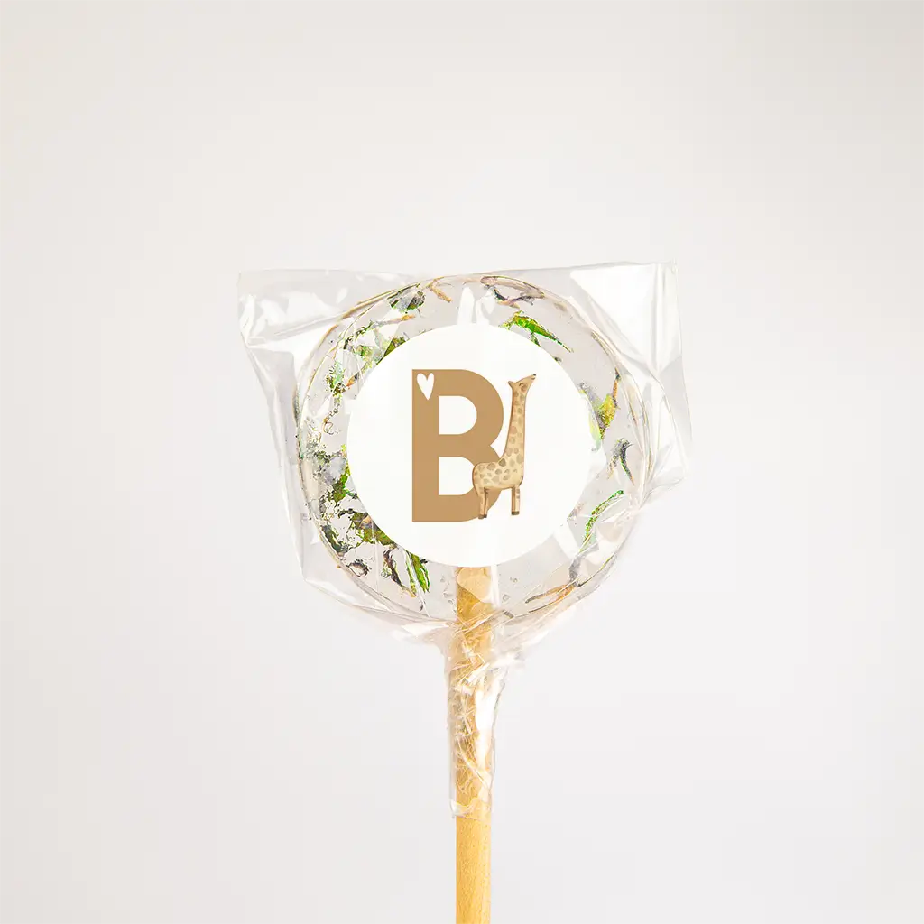 Naamsticker met initiaal en giraf - per 25 stuks