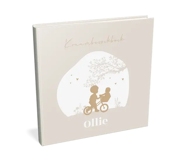 Kraambezoekboek met broertjes op een fiets - met invulpagina's