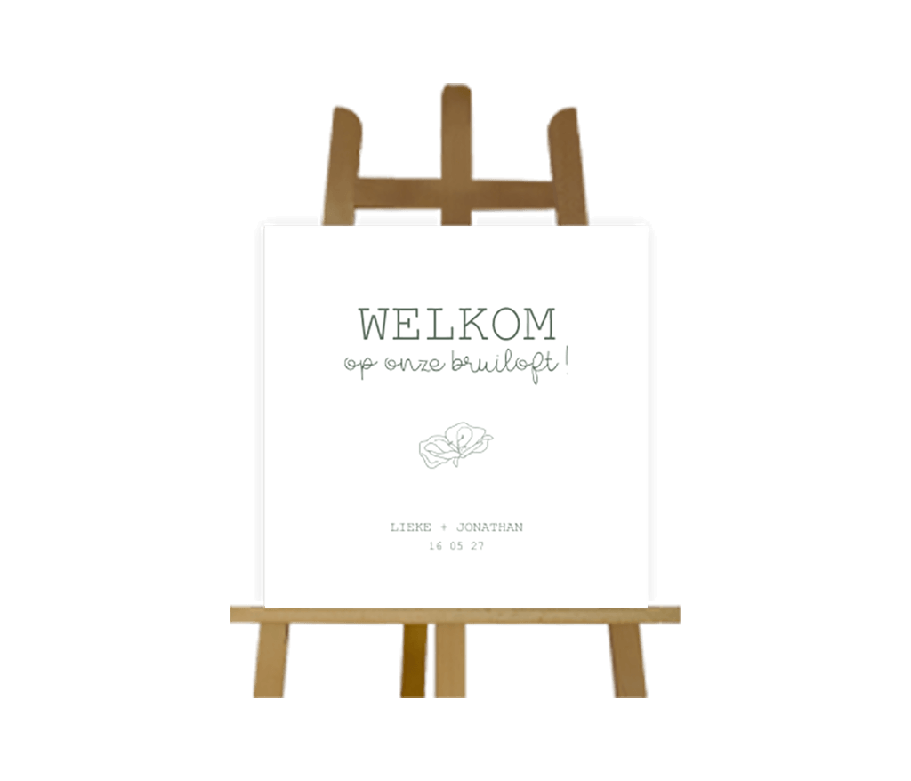 Bruiloftsbord met tekening van groene bloem