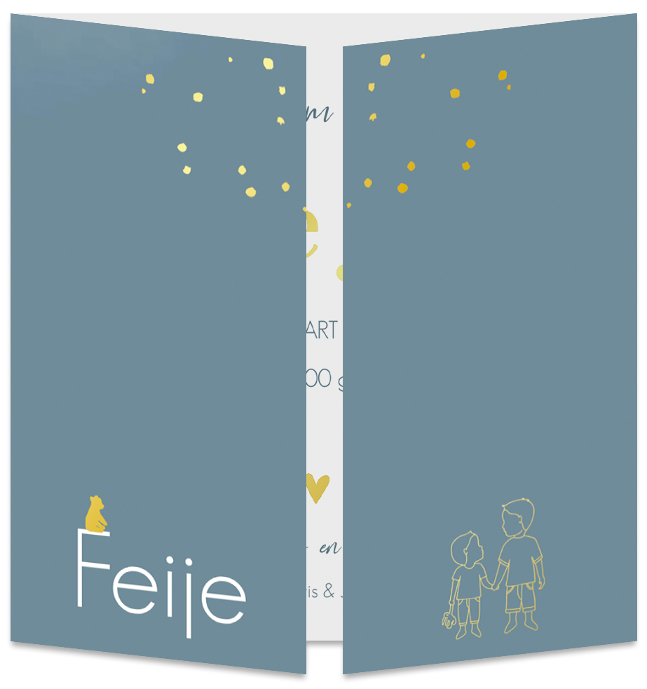 Geboortekaartje Stippen Luikaartje Lijntekening