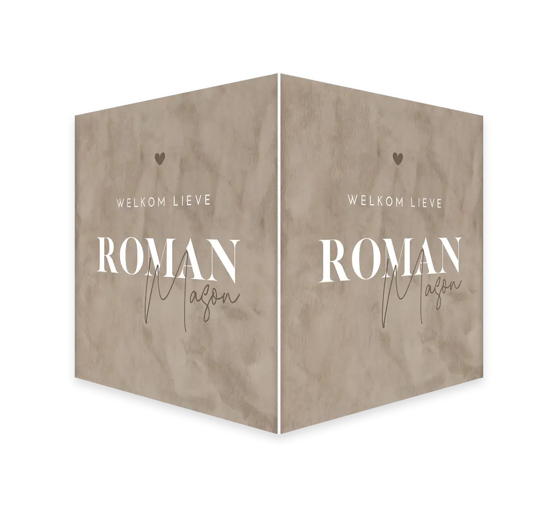 Stoer beige dubbel raambord met klein hartje