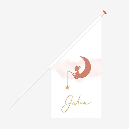 Geboortevlag meisje op maan silhouet