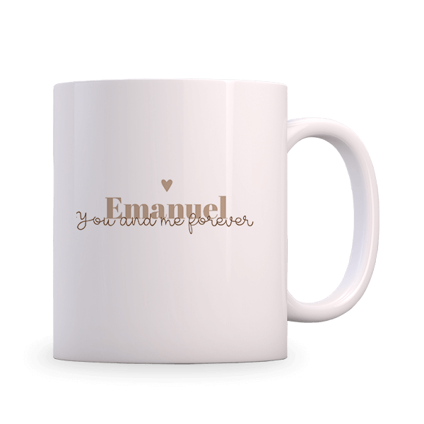 Personalisierte Tasse You and Me und Name, Hochzeitsgeschenk