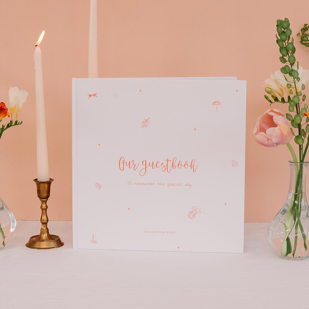 Gastenboek bruiloft in Italiaanse stijl met illustraties