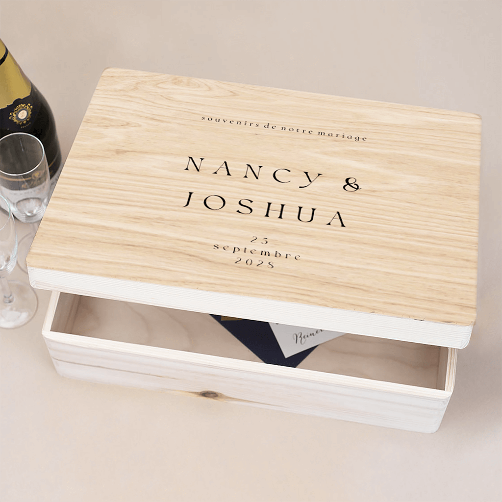 Boîte à souvenirs minimaliste avec une belle typographie