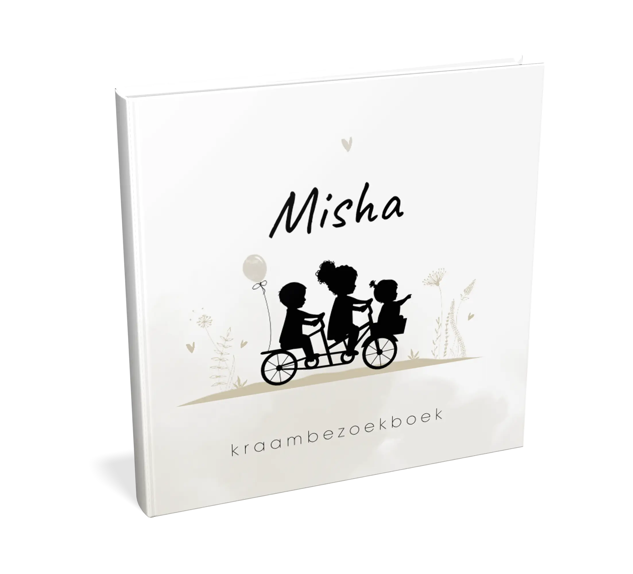 Lief kraambezoekboek met watercolour en silhouetjes van drie kindjes