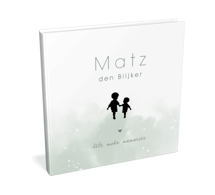 Kraambezoekboek met silhouet broertjes op groene aquarel