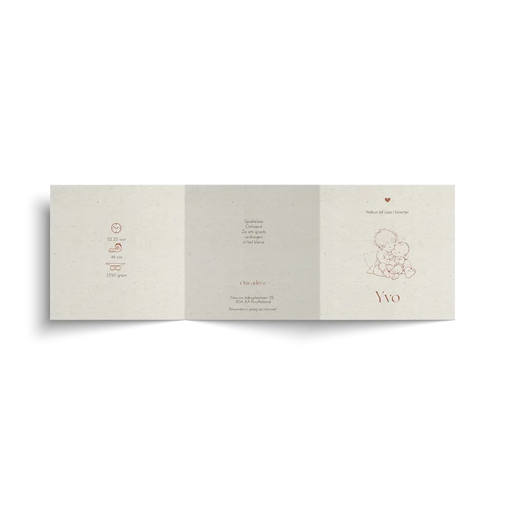 Zigzag geboortekaartje unisex met illustratie van grote broer