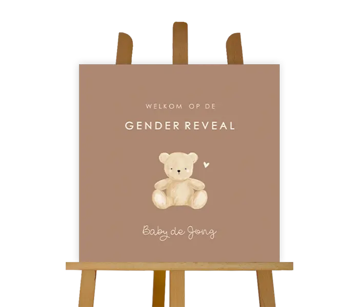 Welkomstbord met teddybeer