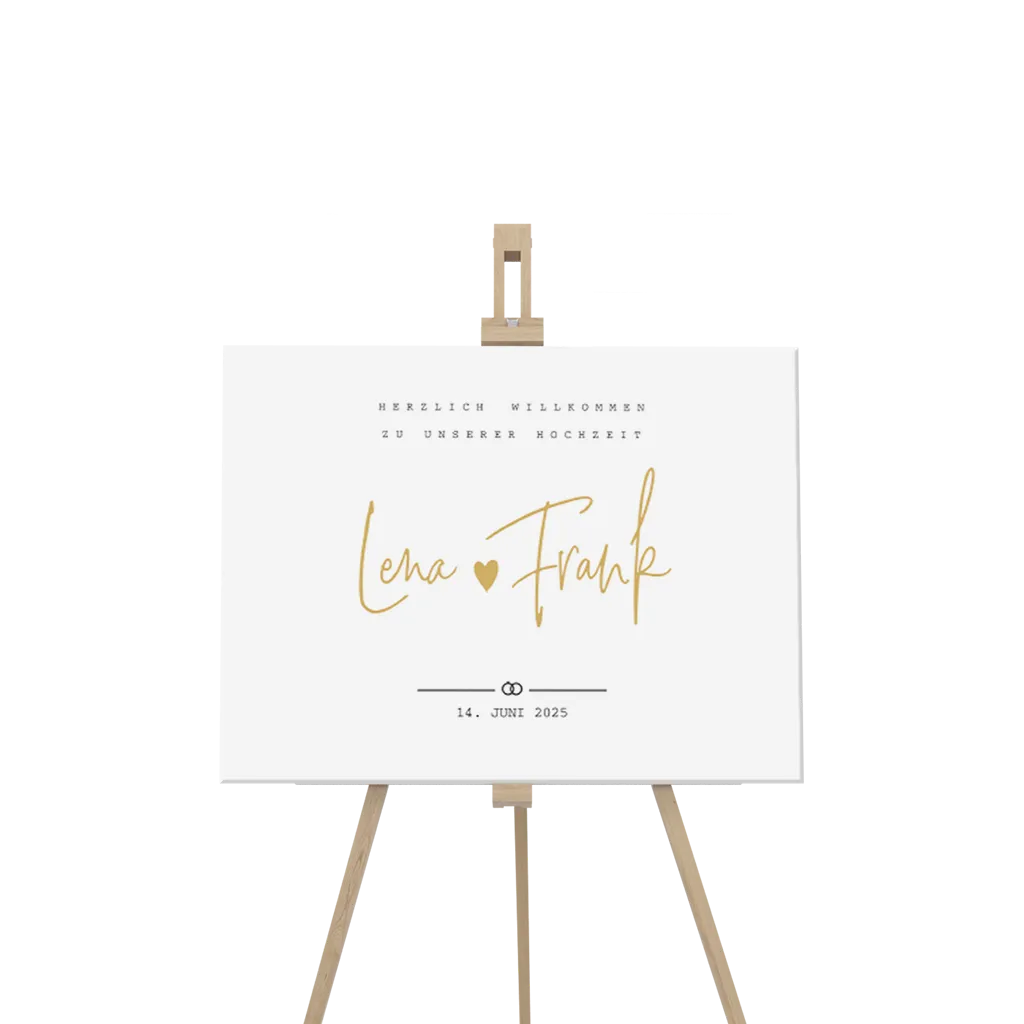 Willkommensschild Reboard-Karton mit Eheringen