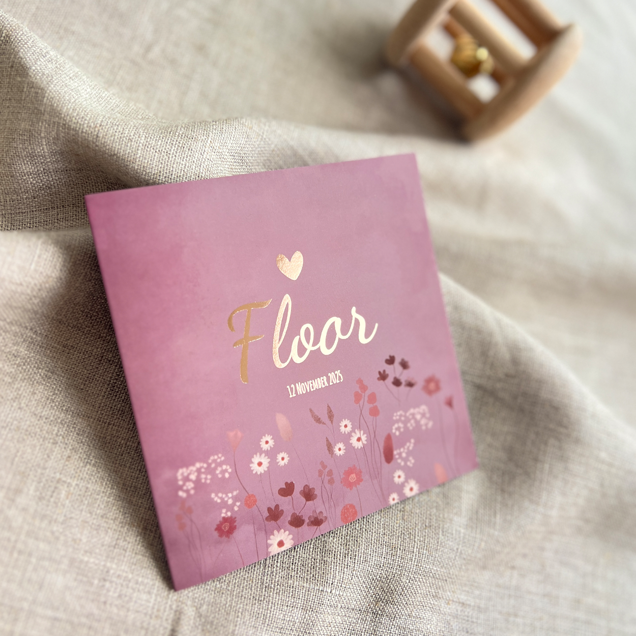 Geboortekaartje Droogbloemen Roze Meisje Lief