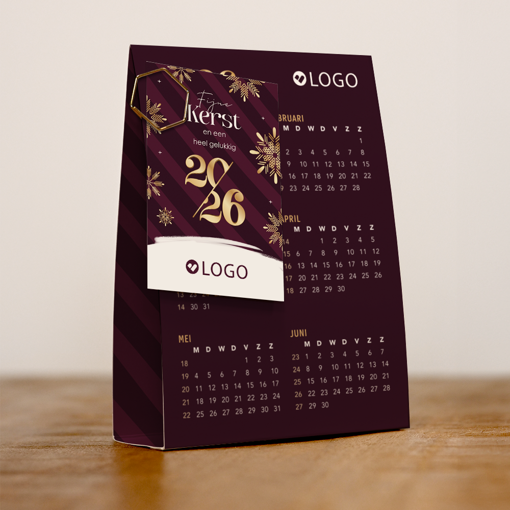 Zakelijke tentkaart kalender met goudlook