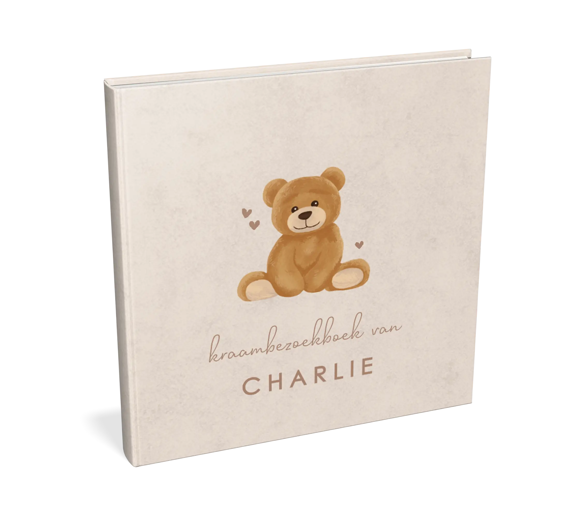 Kraambezoekboek velvet-look met teddybeer