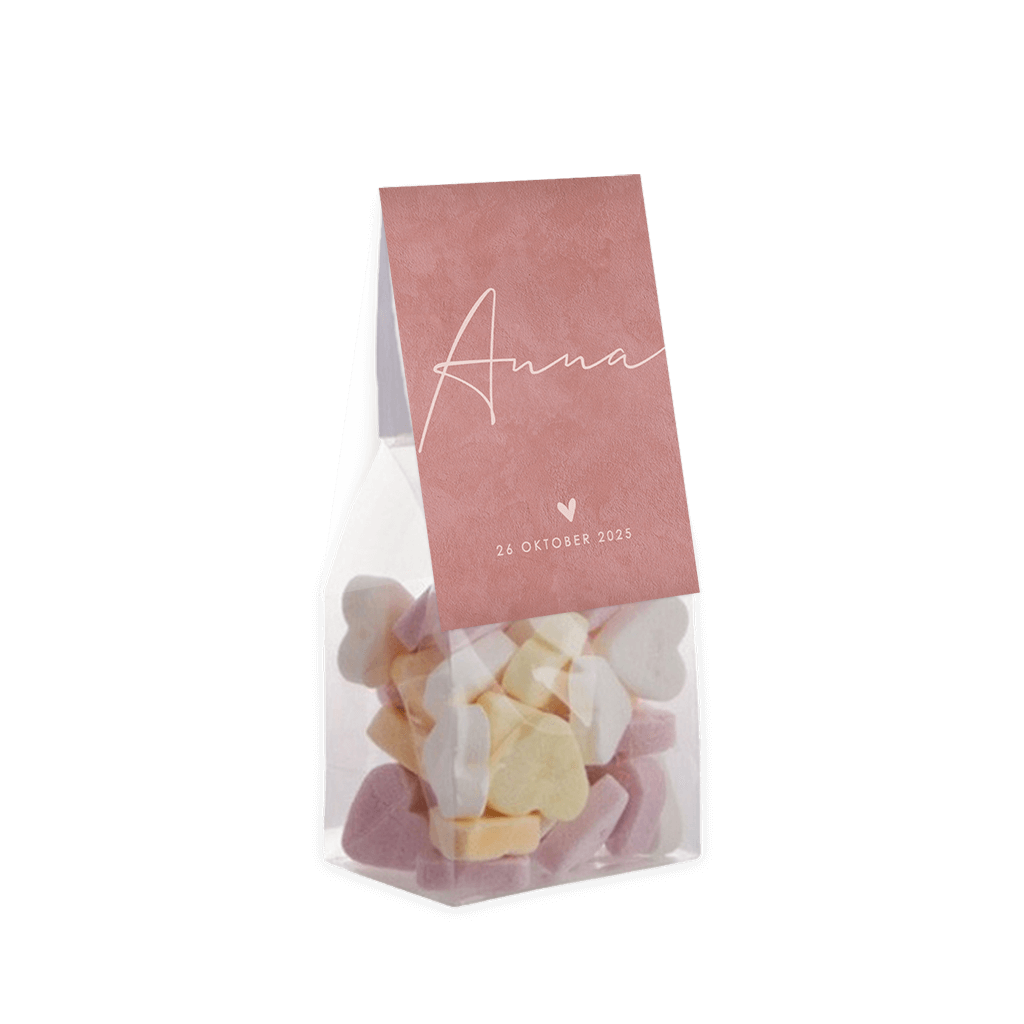 Vouwkaartje met velvet-look achtergrond en roze hartje