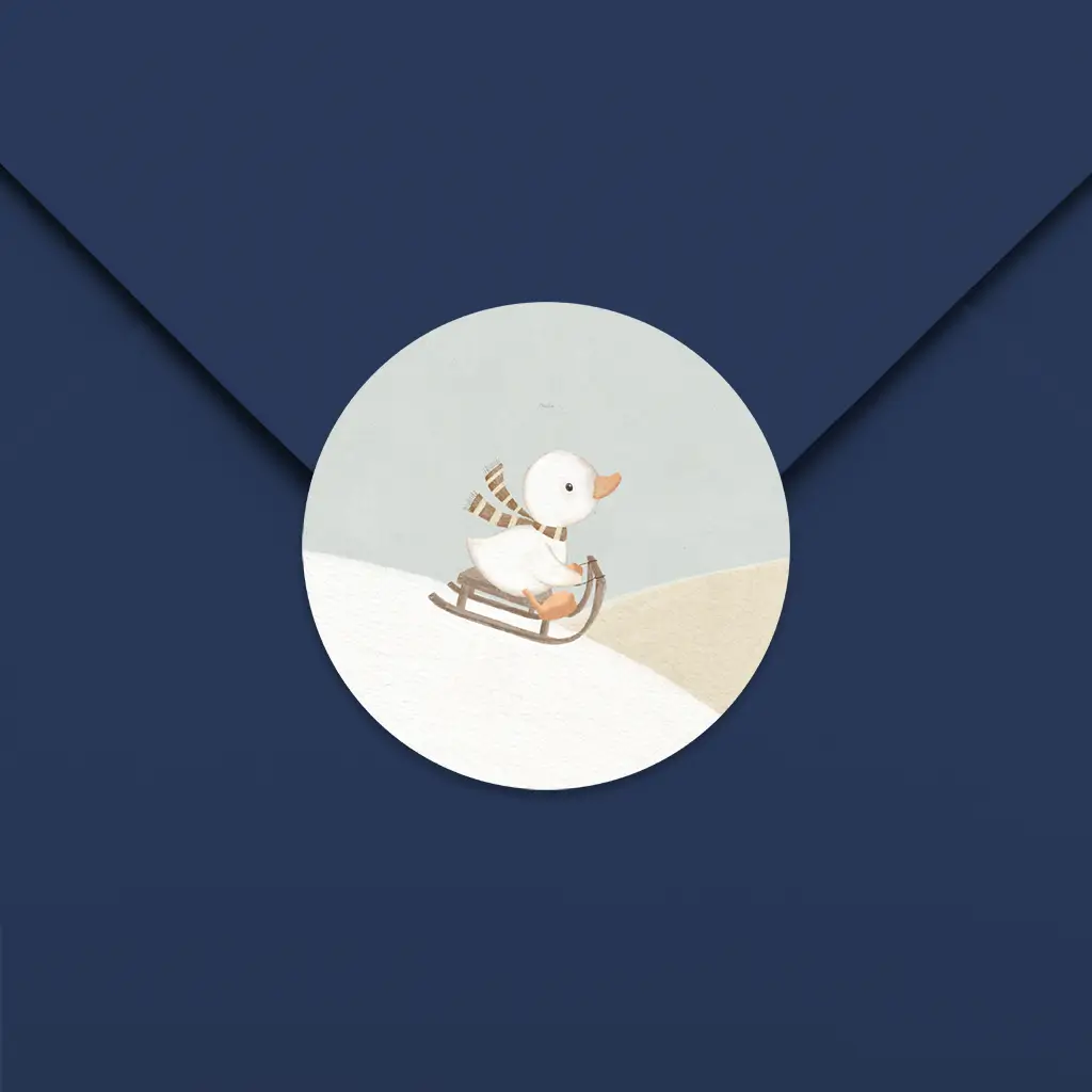 Sluitsticker winter met eendje - per 25 stuks