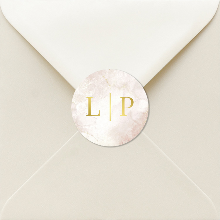 Sluitsticker marmer beige goudfolie | 25 stuks