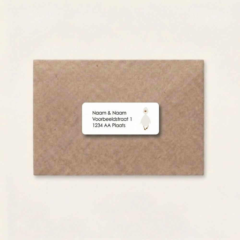 Adresstickers geboortekaartje gans