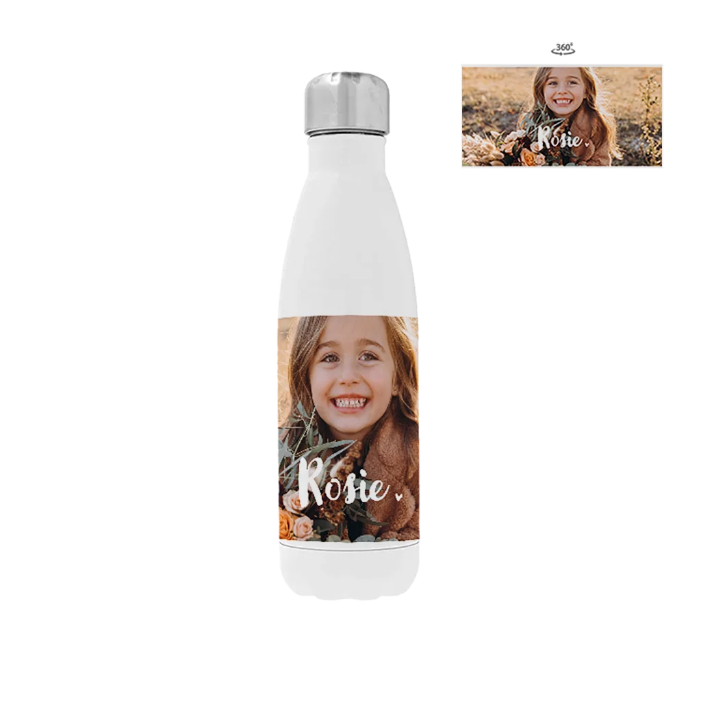 Drinkfles RVS met naam, foto en hartje