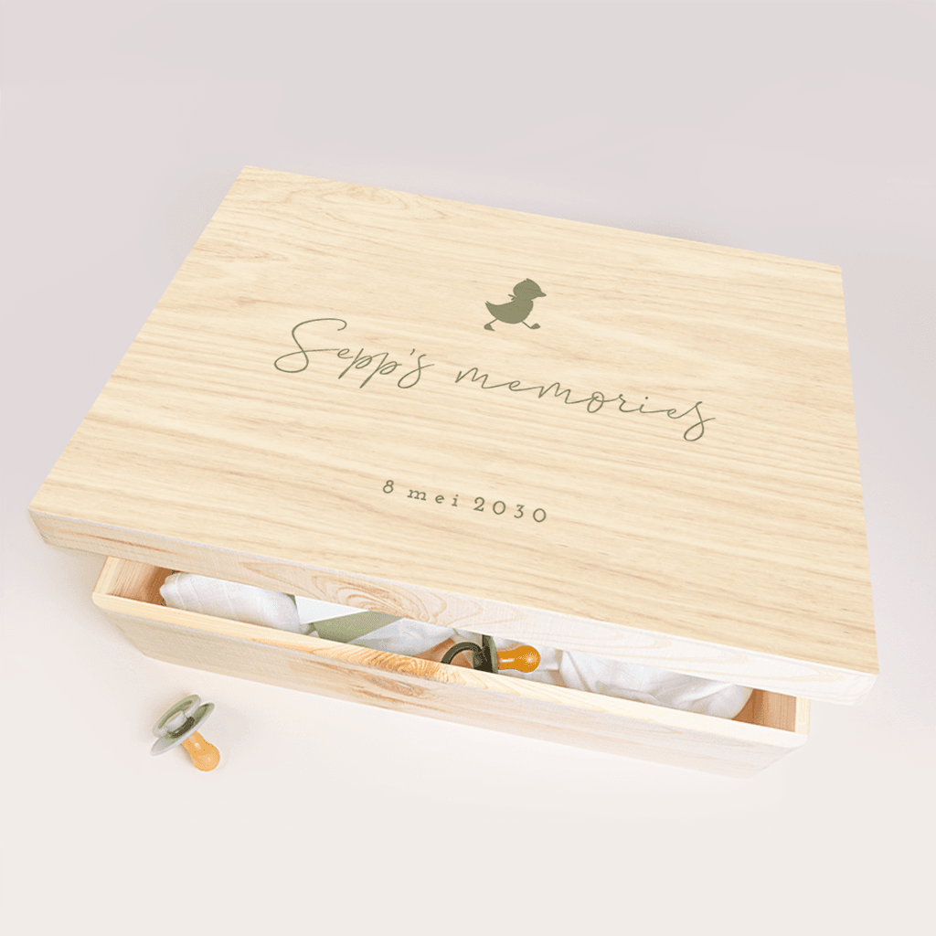 Memorybox met groene details en eendje