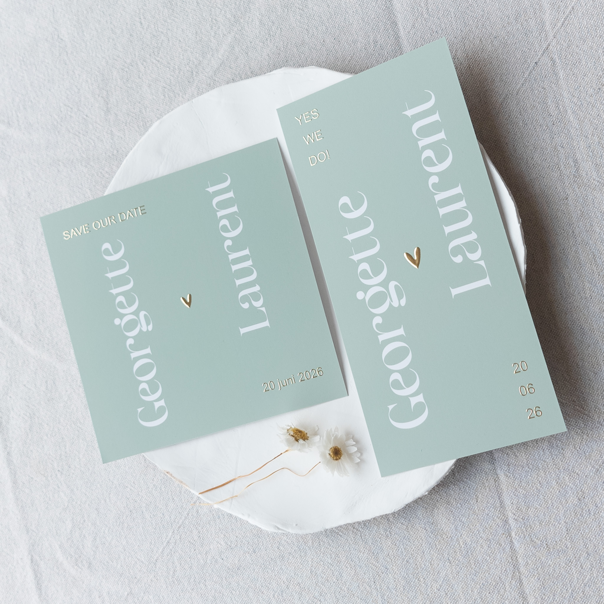 trouw huisstijl groen wit goudfolie