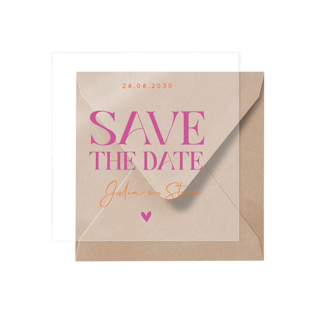 Hippe save the date acryl colourblocking kleuren