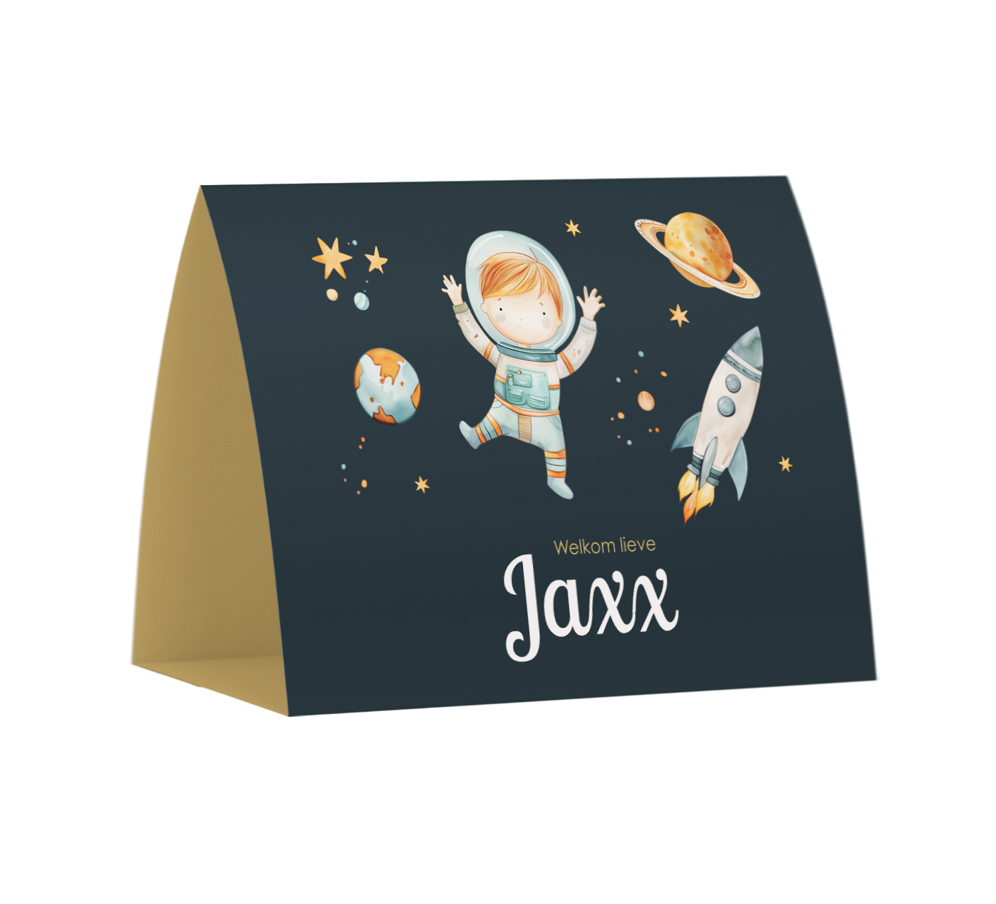 Liggende tentkaart blauw met ruimte thema