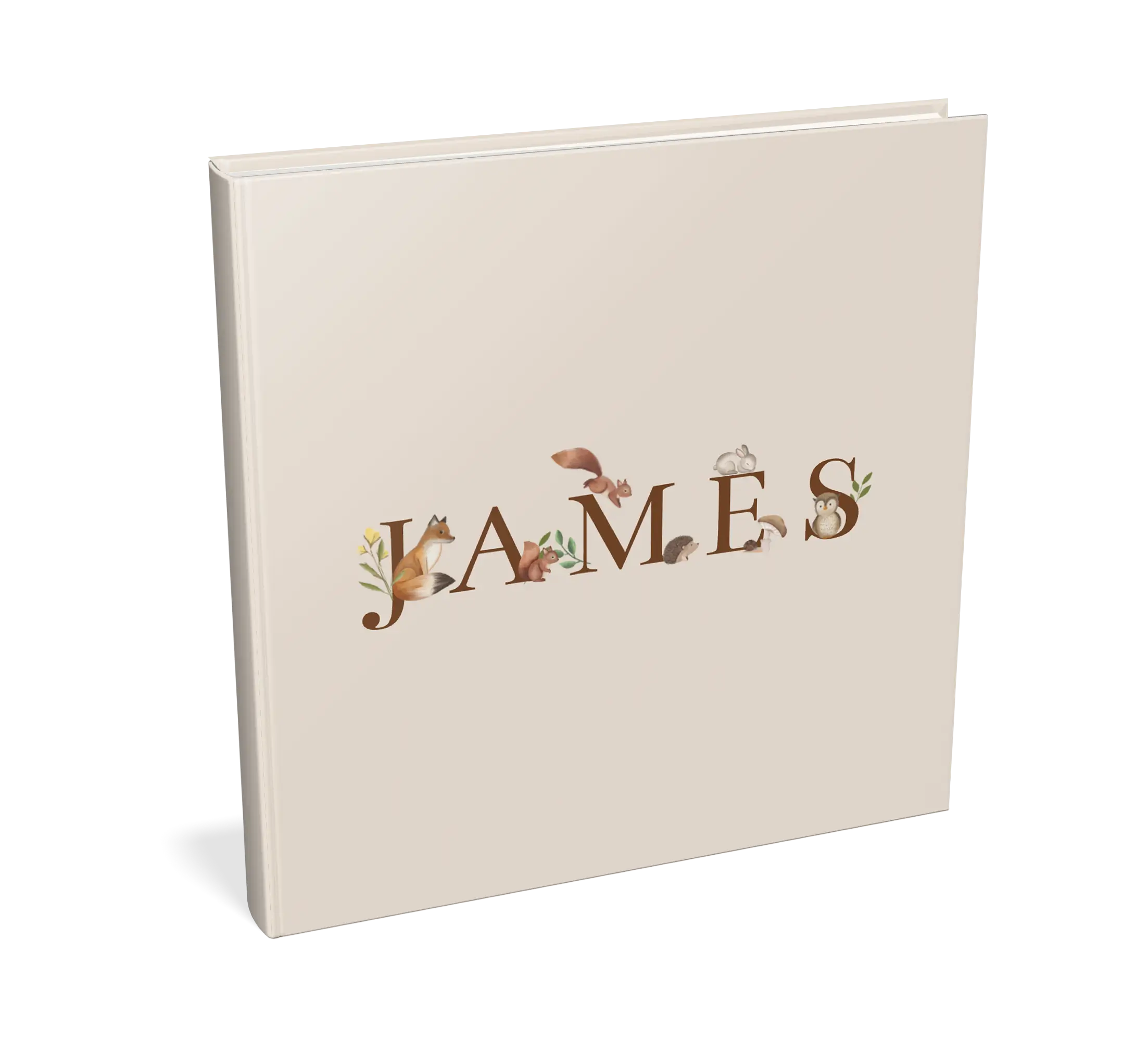 Kraambezoekboek met getekende bosdieren en naam