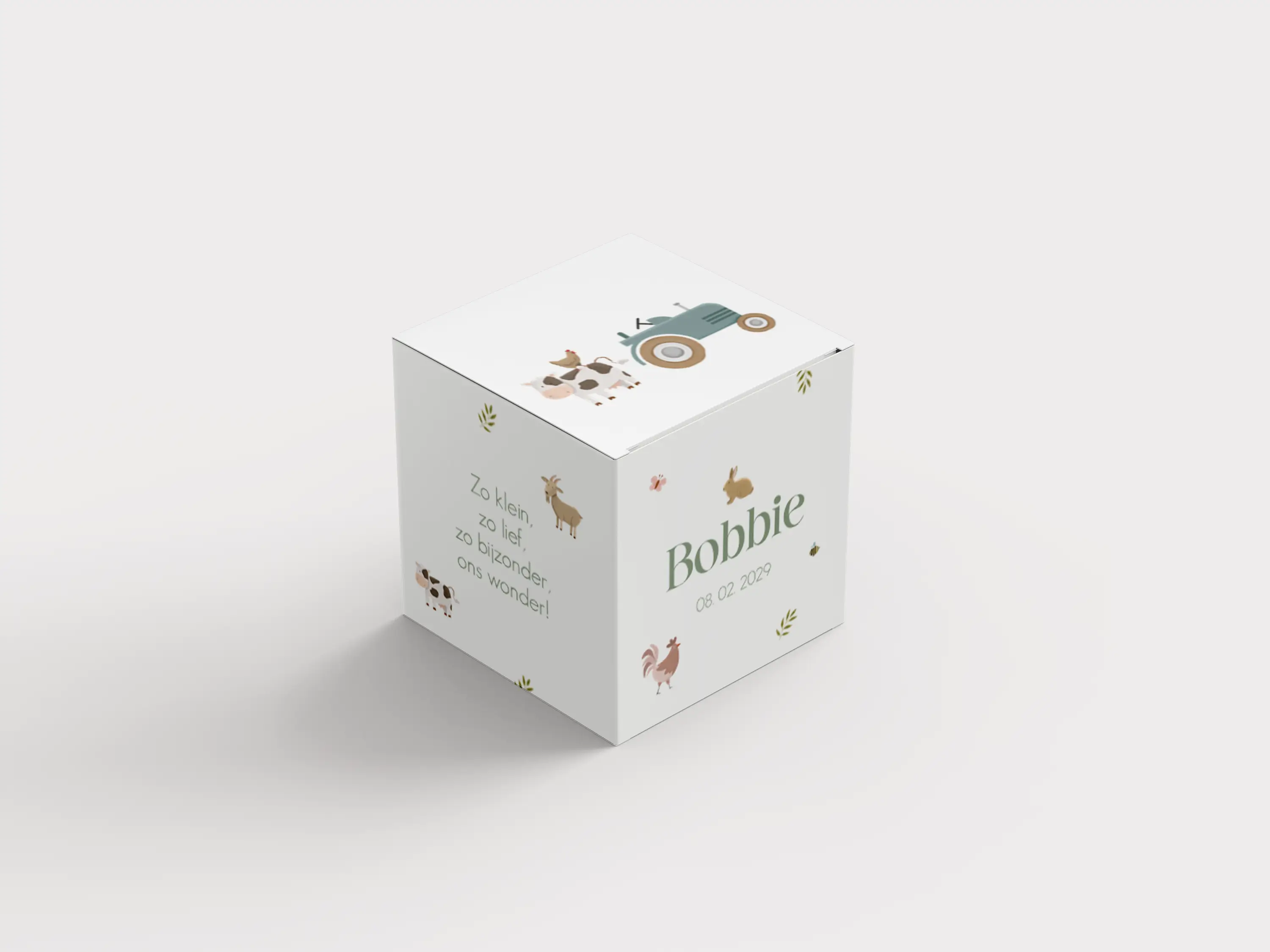 Doopsuikerdoosje wit met boerderijdieren