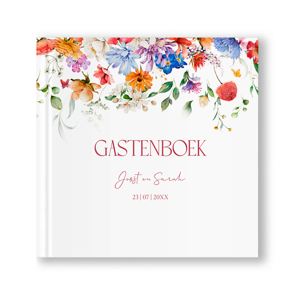 Gastenboek bruiloft gekleurde bloemen Blossoming Flowers