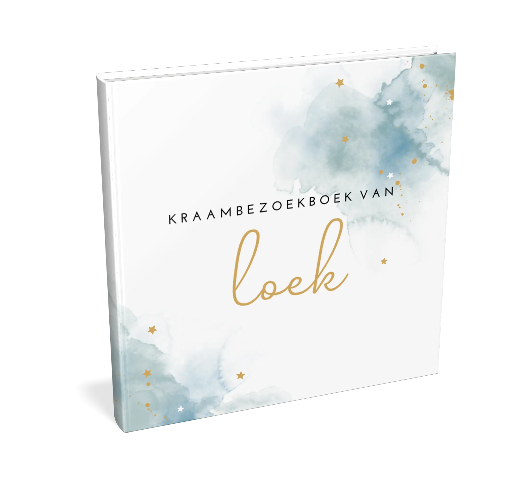 Lief kraambezoekboek met blauw watercolour - met invulpagina's