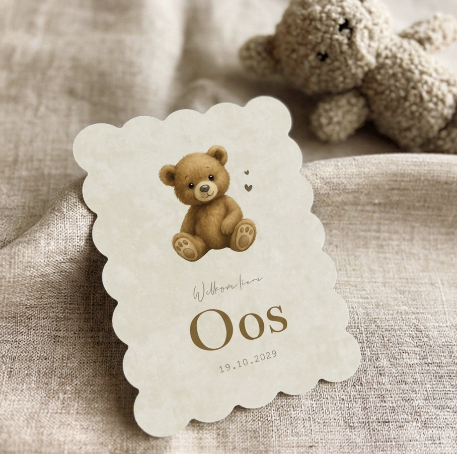 Geboortekaartje Jongen teddybeer Velvet
