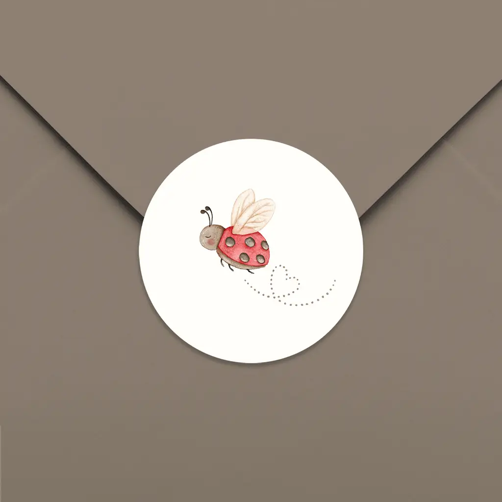 Lieve sluitsticker met een lieveheersbeestje - per 25 stuks