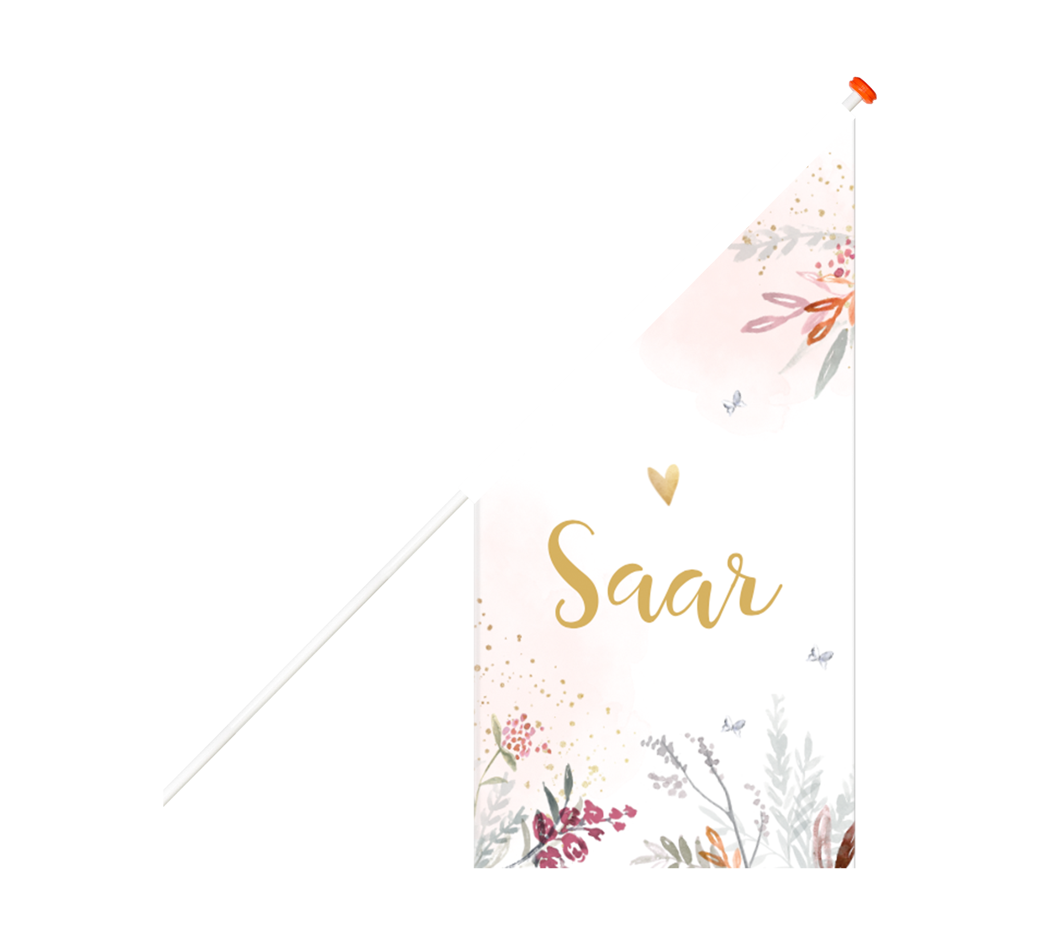 Geboortevlag meisje met watercolour bloemen met hartje