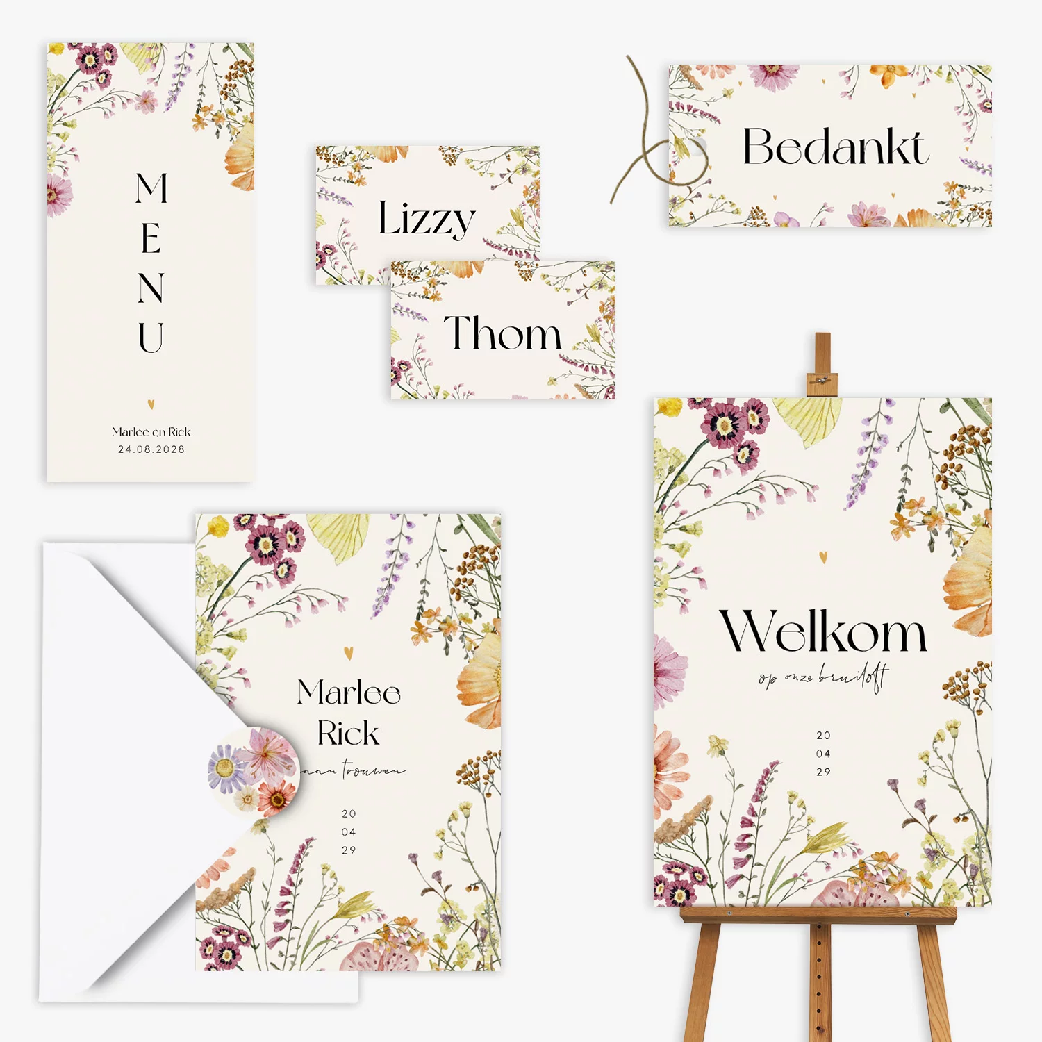 doorlink trouwkaarten set floral vibes