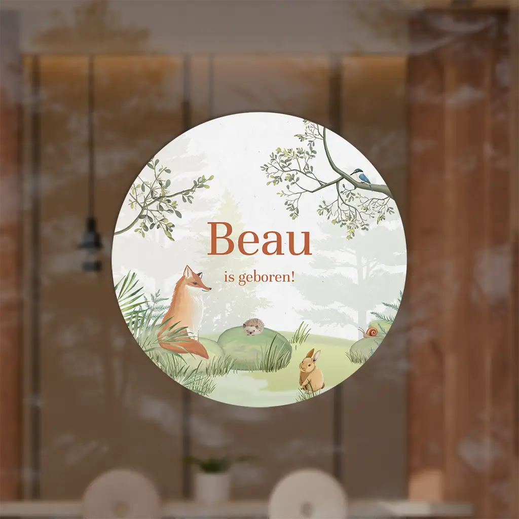 Raamsticker rond met bosdieren