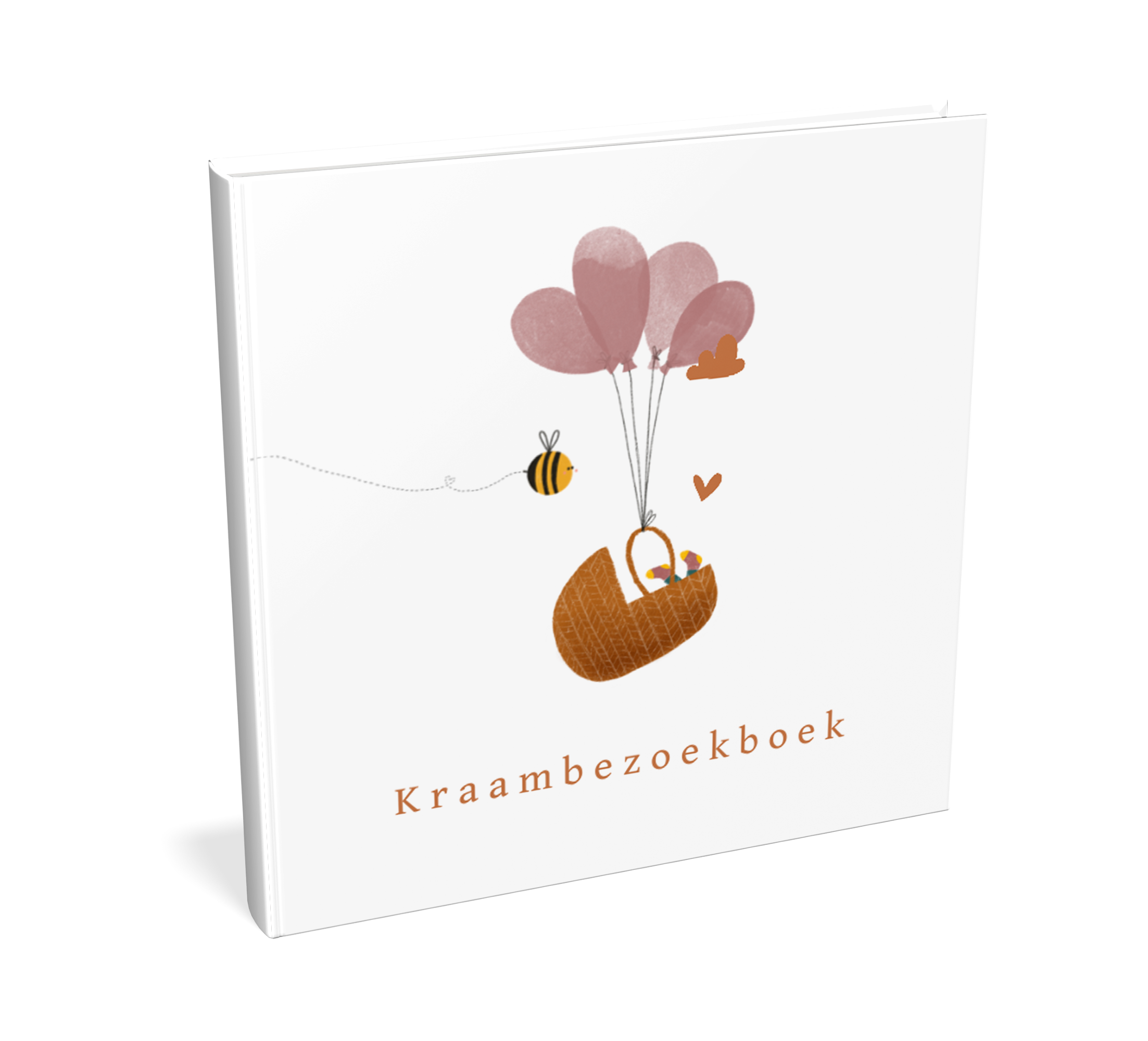 Lief kraambezoekboek met mandje en ballonnen