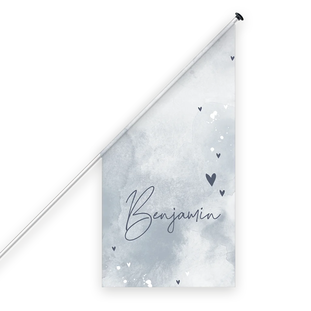 Dromerige geboortevlag voor zoon met blauwe watercolor