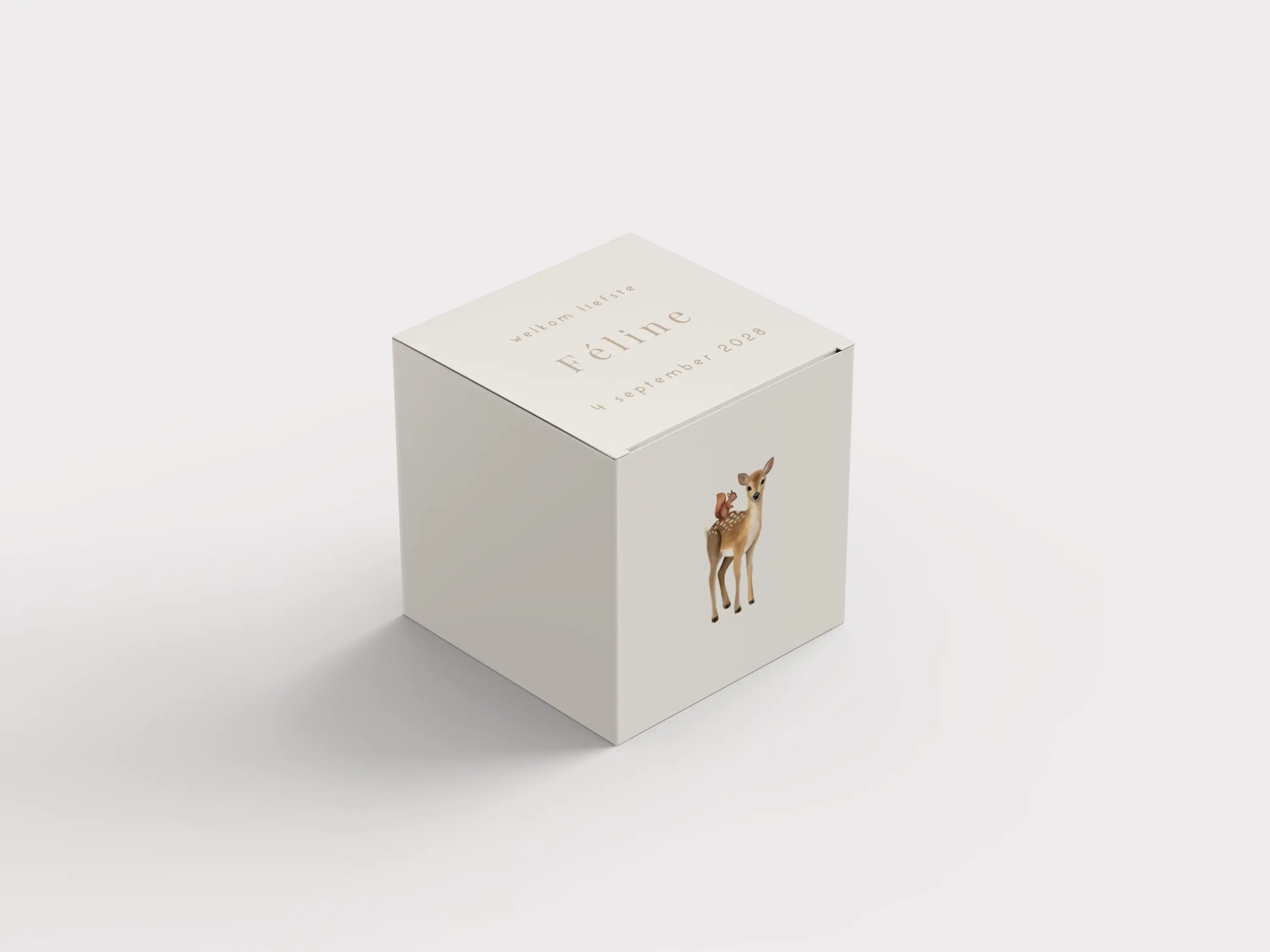 Lief doopsuikerdoosje met hert en eekhoorn