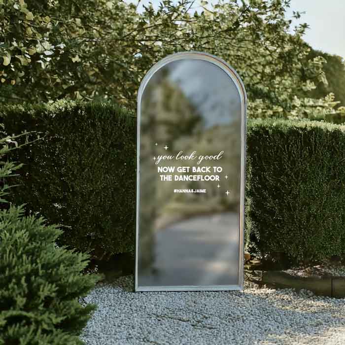 Welkomstbord bruiloft spiegel met sterretjes