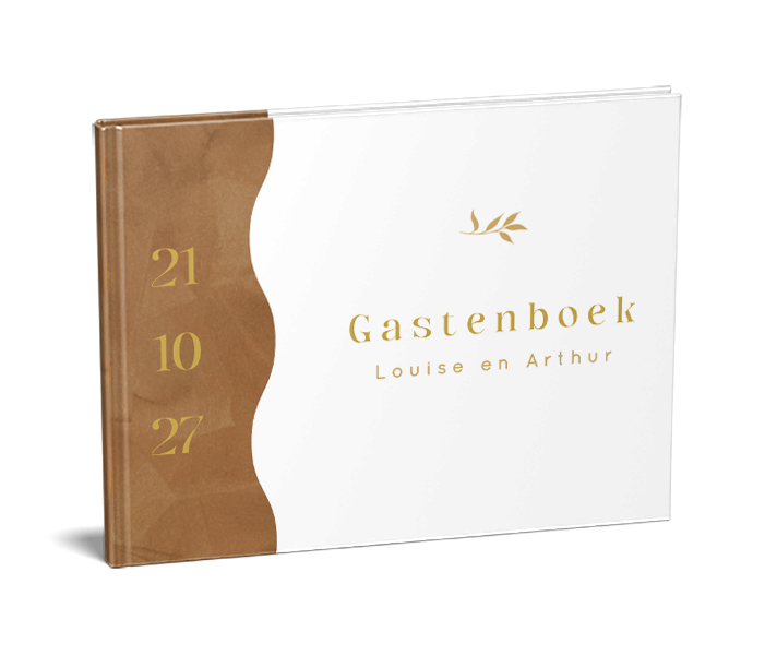 Mooi gastenboek minimalistisch chique in bruin en wit