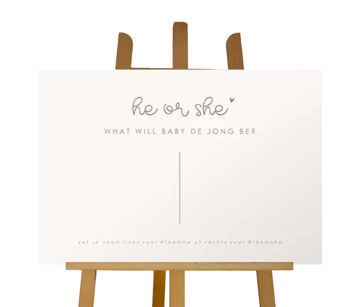 Voorspellingsbord beige met tekst 'he or she'