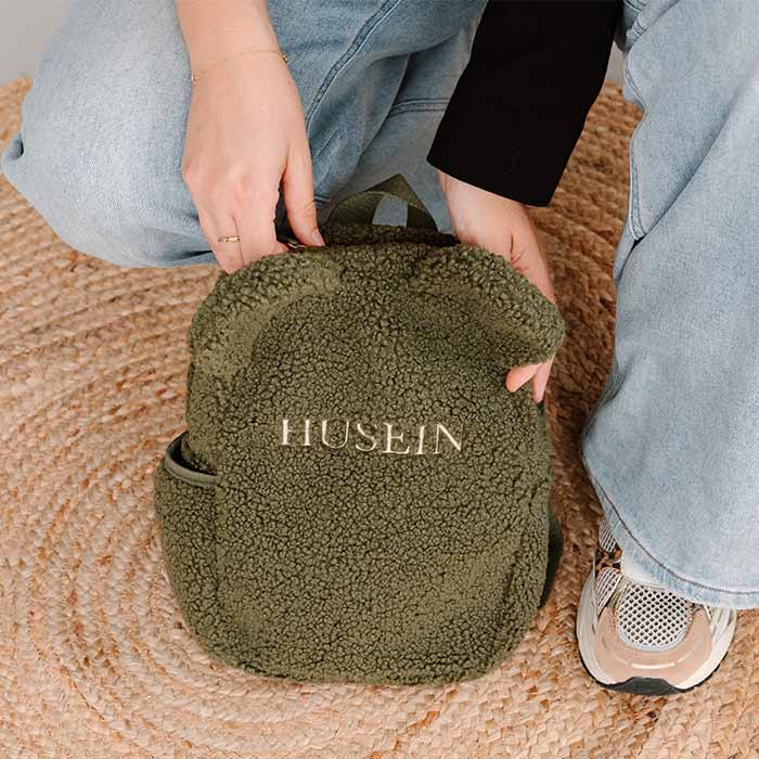 Teddyrucksack mit Ohren und Namen