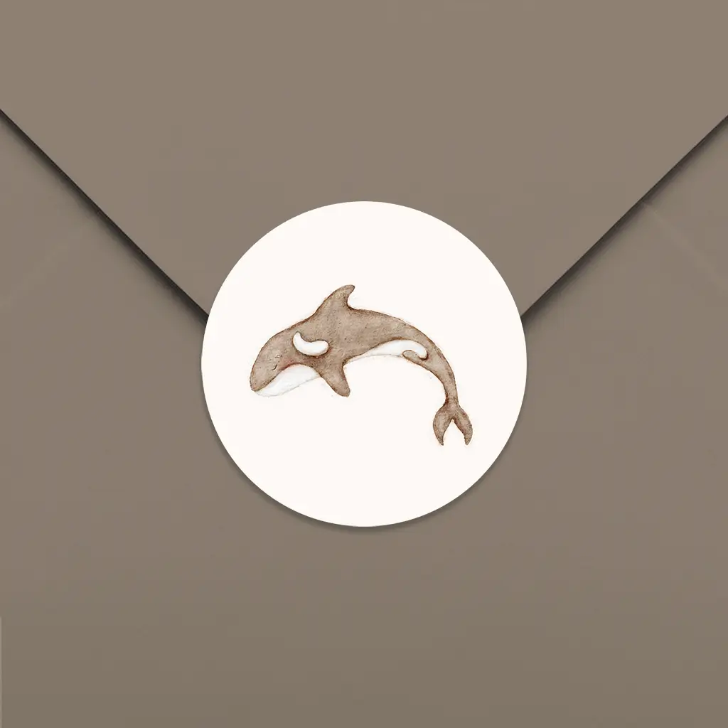 Prachtige sluitsticker met watercolour orka - per 25 stuks