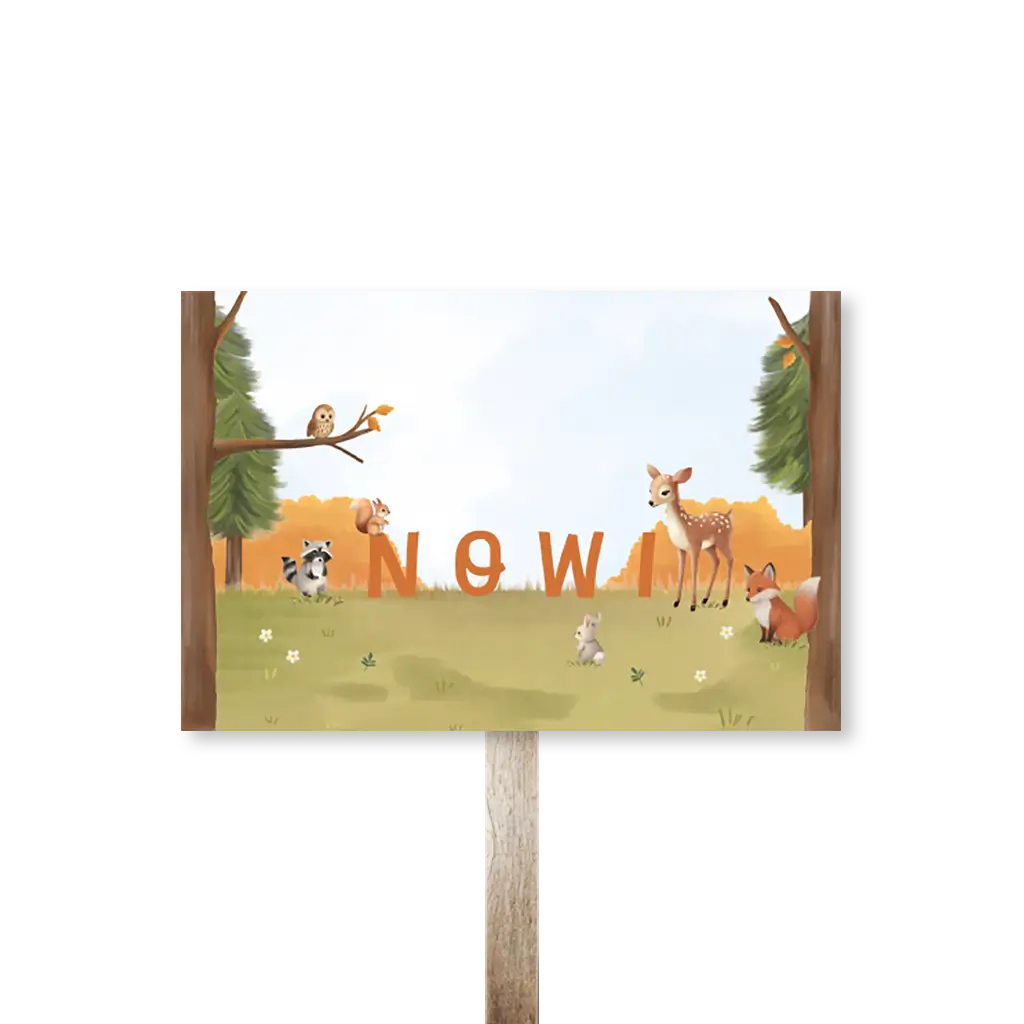 Tuinbord met dieren in het bos