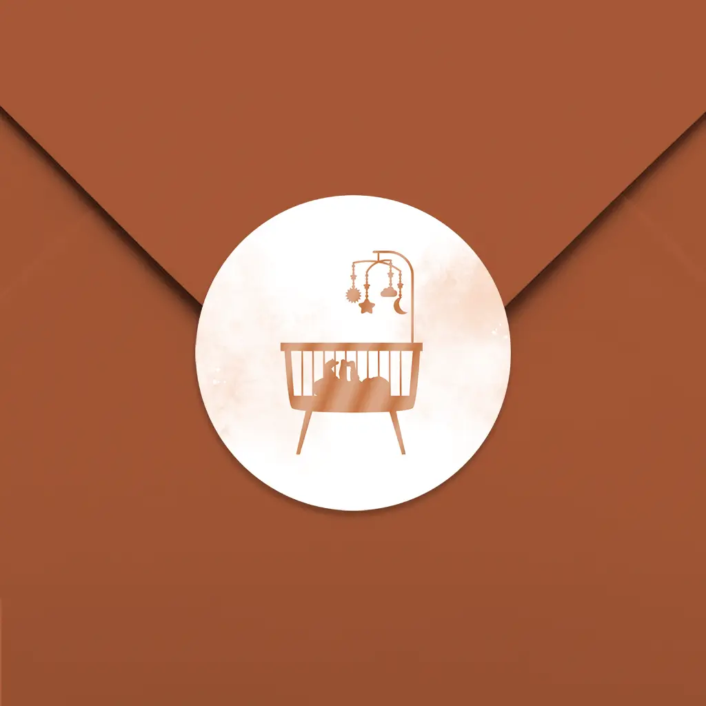 Sfeervolle sluitsticker met hoogglans silhouet en watercolour - per vel