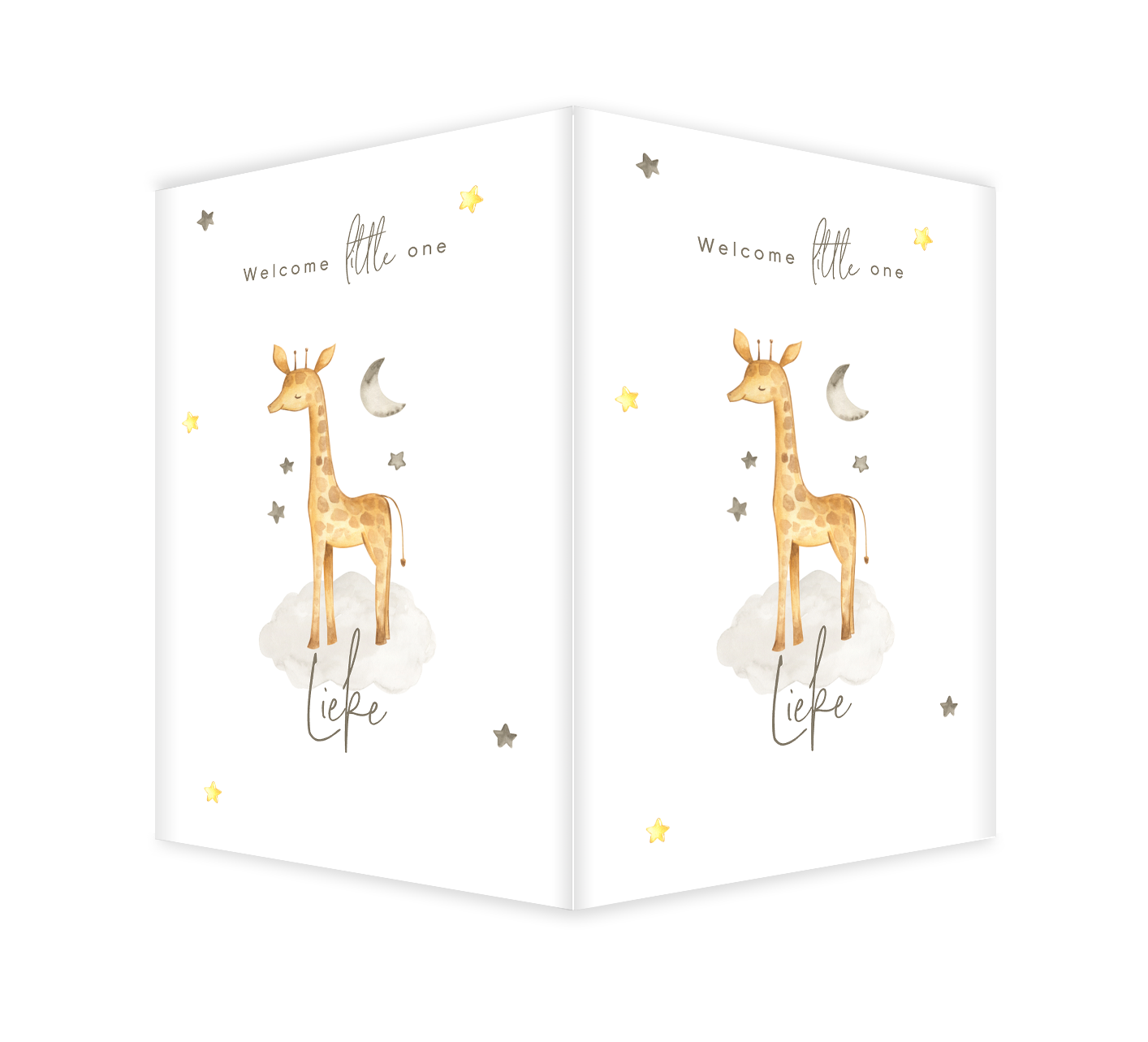 Lief geboortebord met giraf, sterren en maan