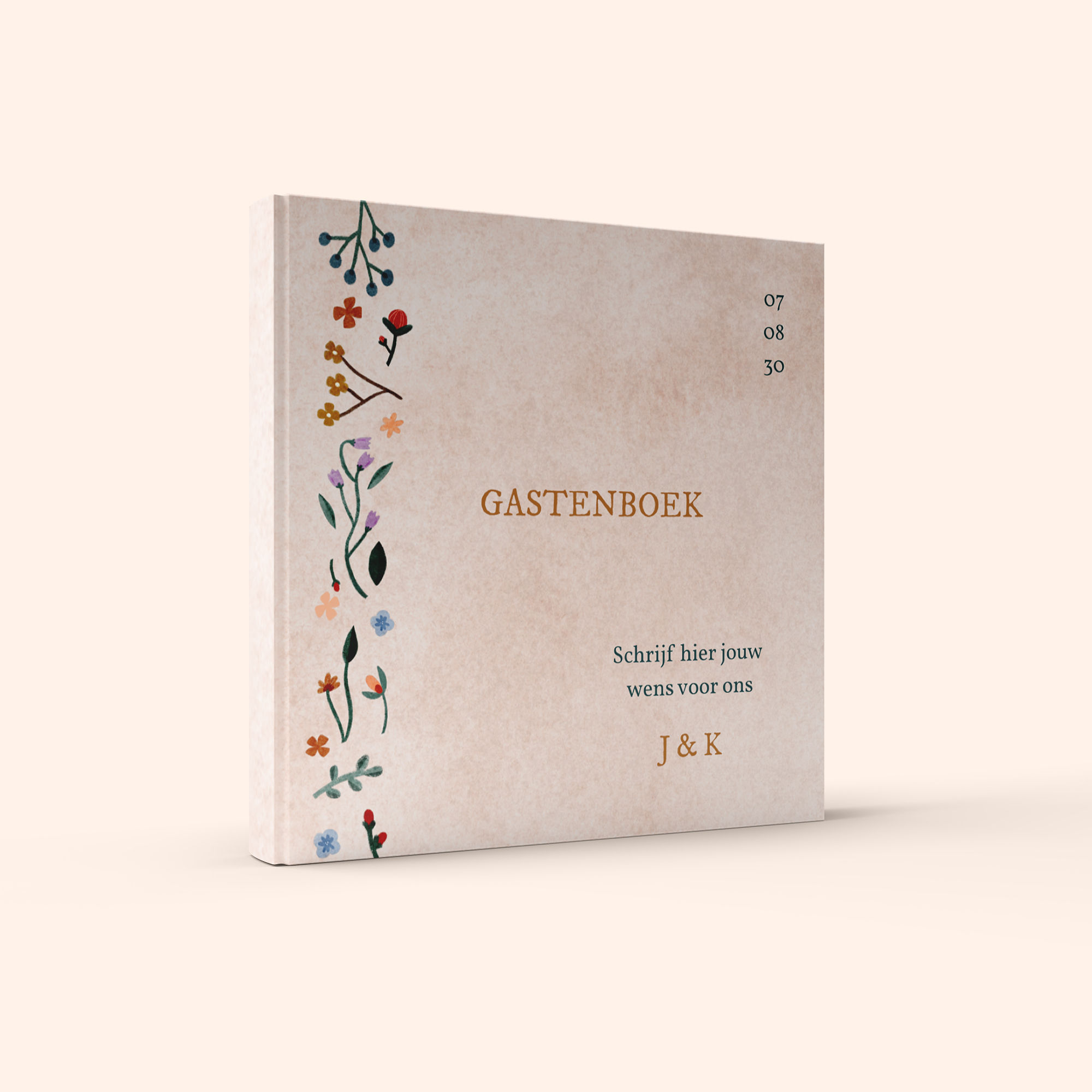 Gastenboek groot waterverf bloemen - 30 x 30 cm