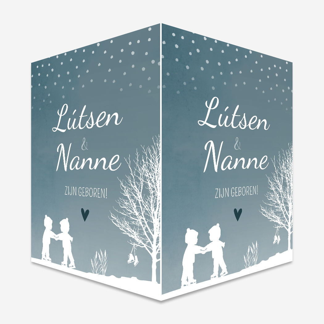 Raambord Geboortebord Winter Friesland Schaatsen